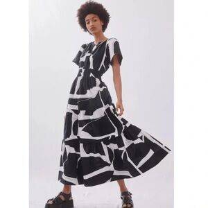 Maeve Anthropologie Somerset Maxi Dress Black & White